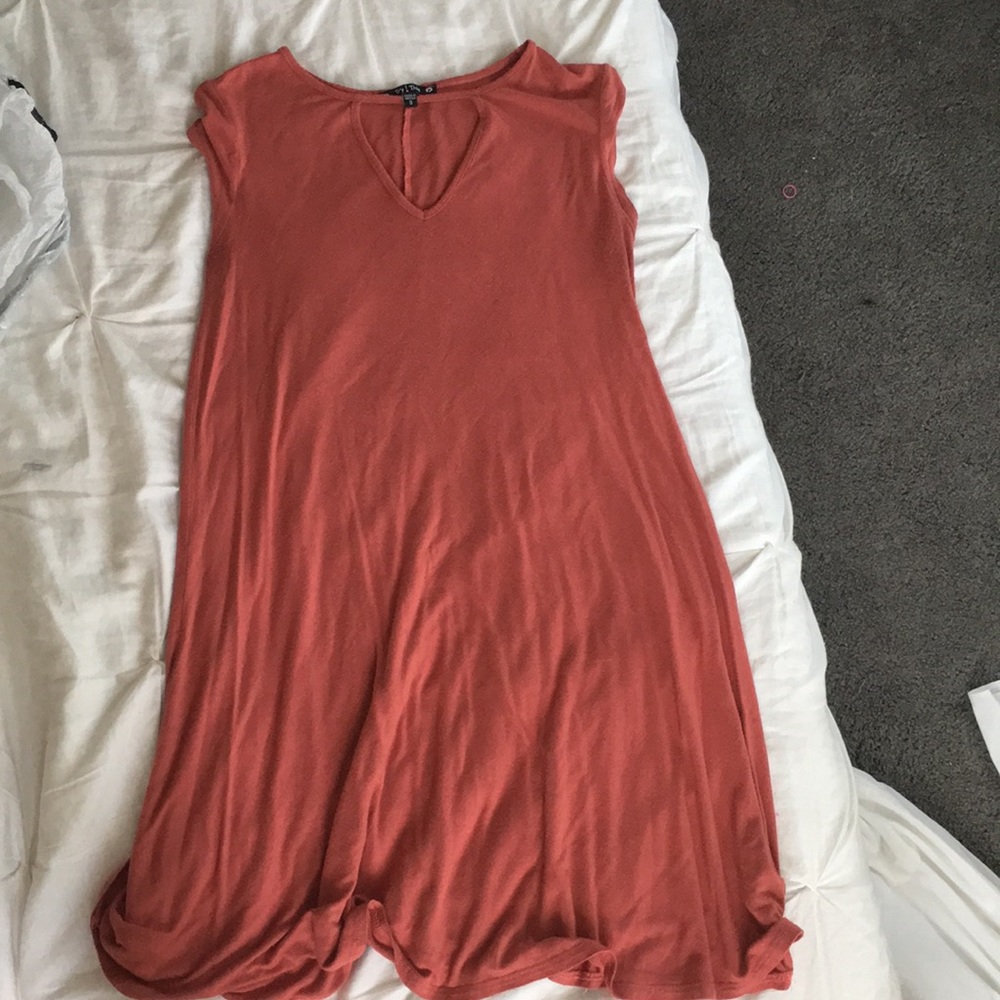 Apricot colored keyhole dress